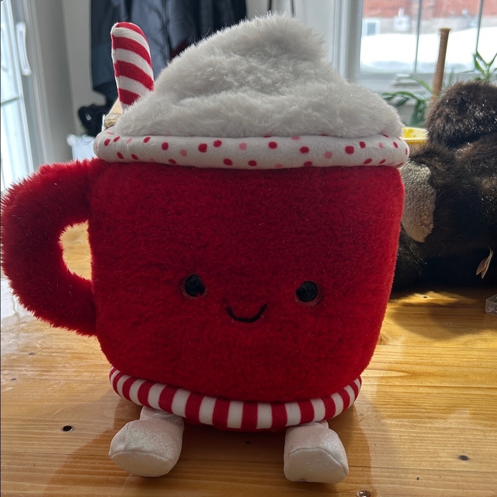 FAO Schwarz Red Holiday Mug Pillow with Whipped Cream Top